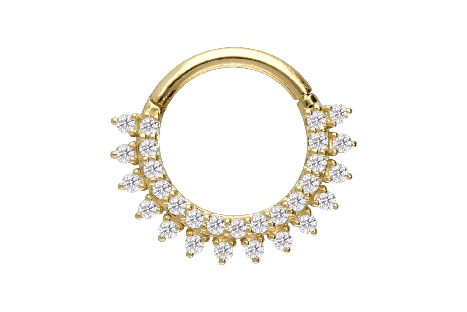 14/18 Karat Gold Segmentring Clicker Piercing EINGEFASSTE MOISSANITE